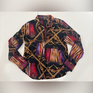 SOLD Vintage Ralph Lauren Western Cowboy Shirt Gold Chain Equestrian Saddle Wome